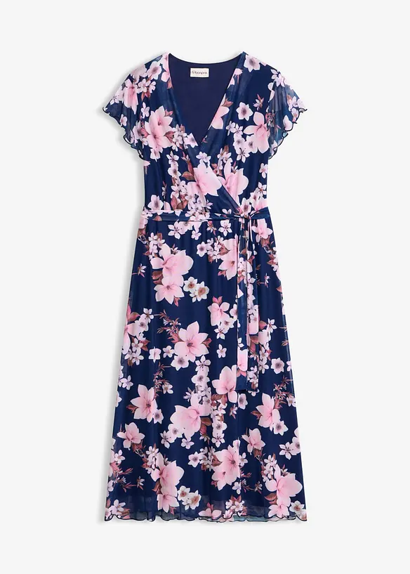Mesh-midikjole med print, bonprix