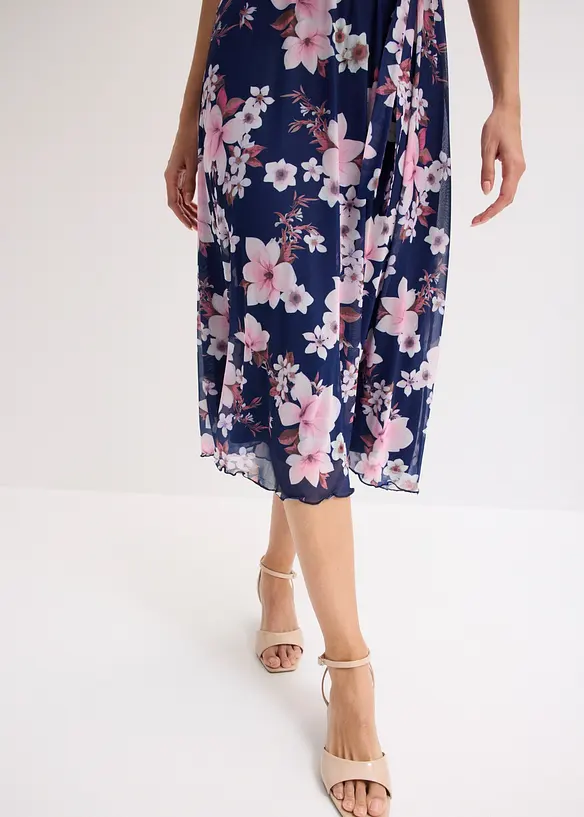 Mesh-midikjole med print, bonprix