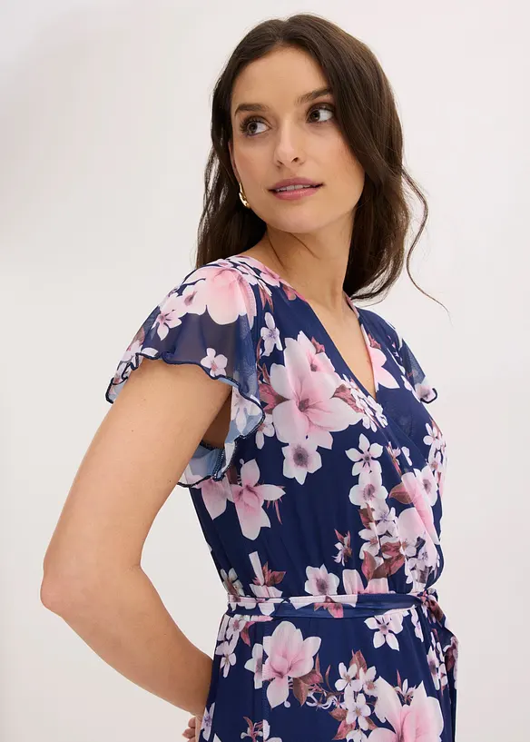 Mesh-midikjole med print, bonprix