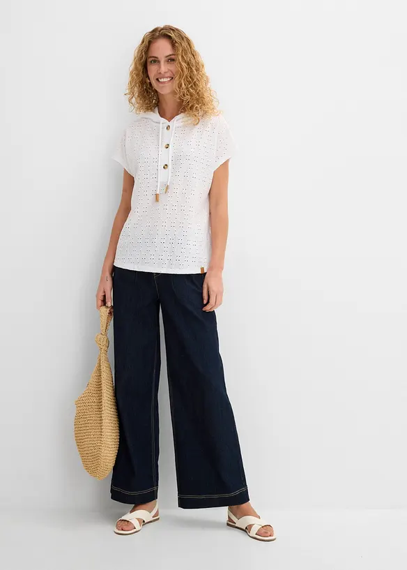 Henley-shirt med hette, bonprix