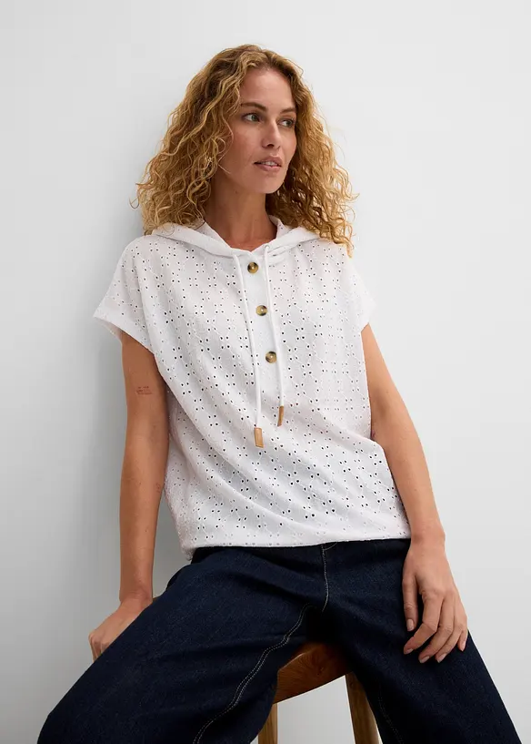 Henley-shirt med hette, bonprix