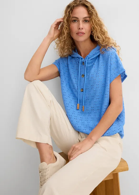 Henley-shirt med hette, bonprix