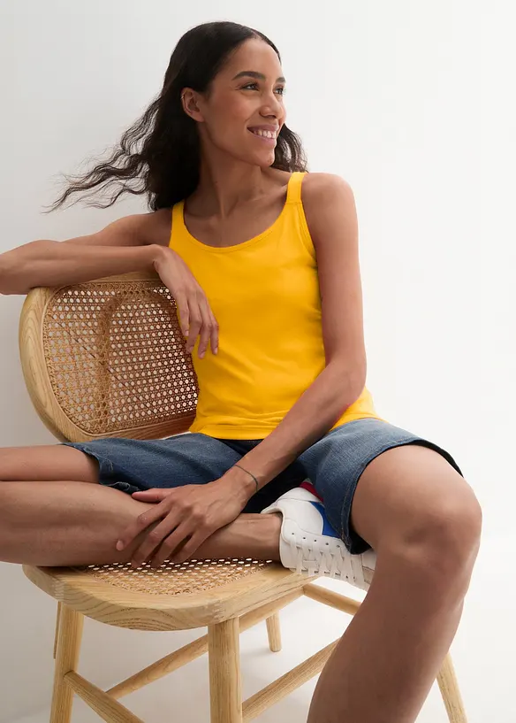 Lang singlet med &oslash;kologisk bomull (2-pack), bonprix