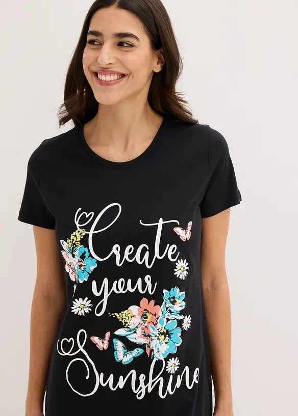 Kort nattkjole i 100% bomull (2-pack), bonprix