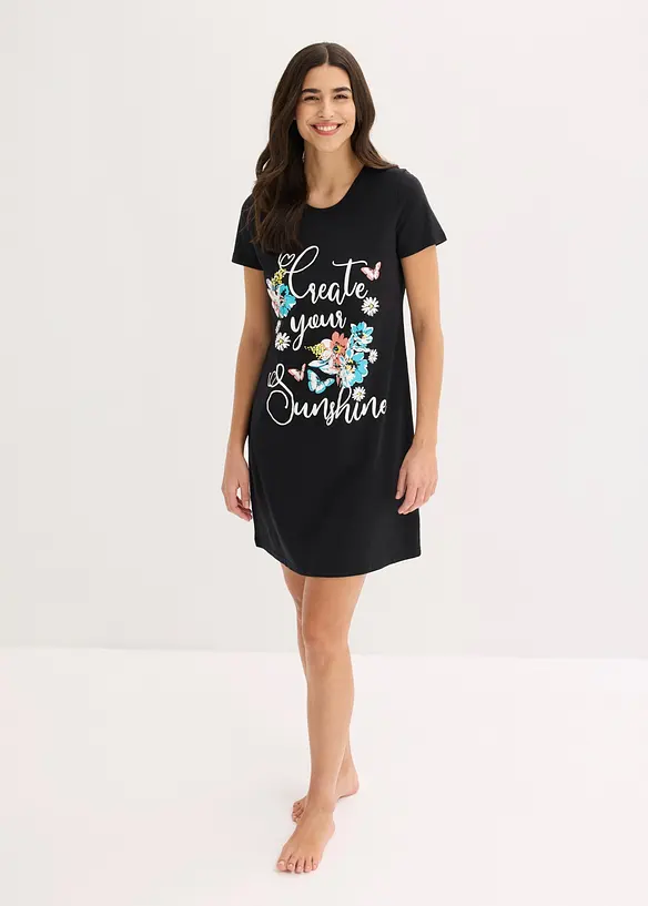 Kort nattkjole i 100% bomull (2-pack), bonprix