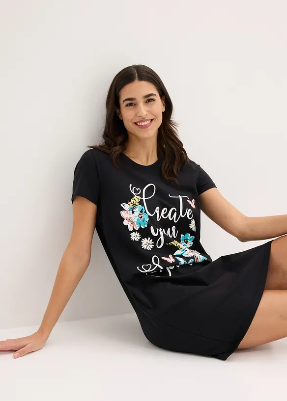 Kort nattkjole i 100% bomull (2-pack), bonprix