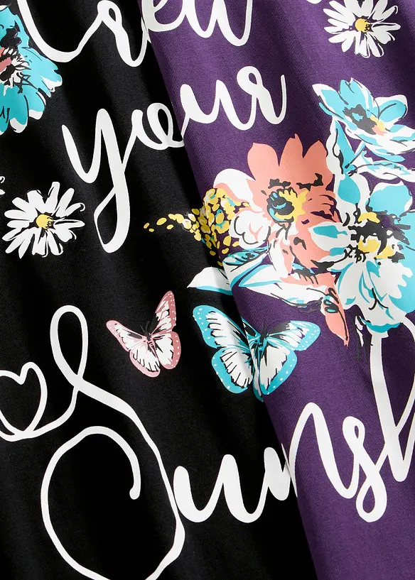 Kort nattkjole i 100% bomull (2-pack), bonprix