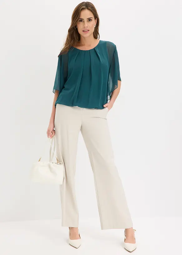 Chiffonbluse med f&ocirc;r, bonprix