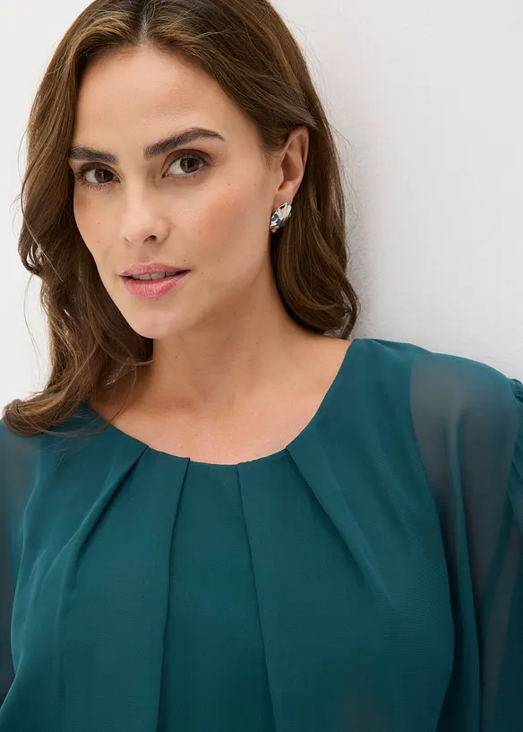 Chiffonbluse med f&ocirc;r, bonprix