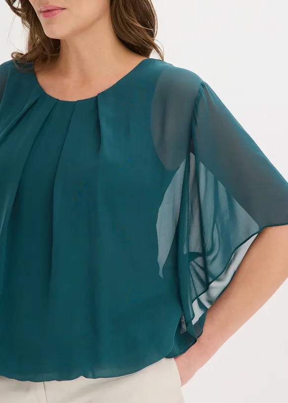 Chiffonbluse med f&ocirc;r, bonprix