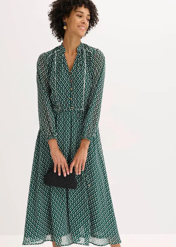 Chiffonkjole med kontrastpiping, bonprix