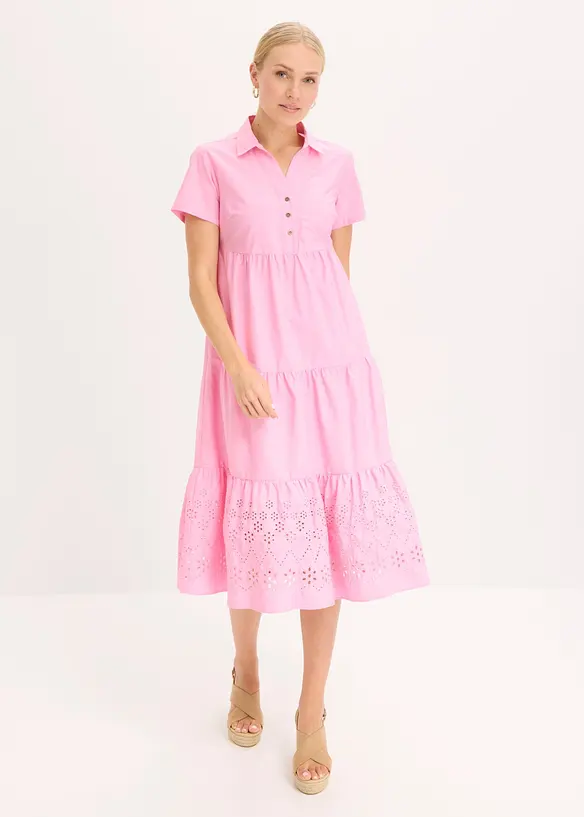 Tunikakjole i 100% bomull med hullbroderi, bonprix