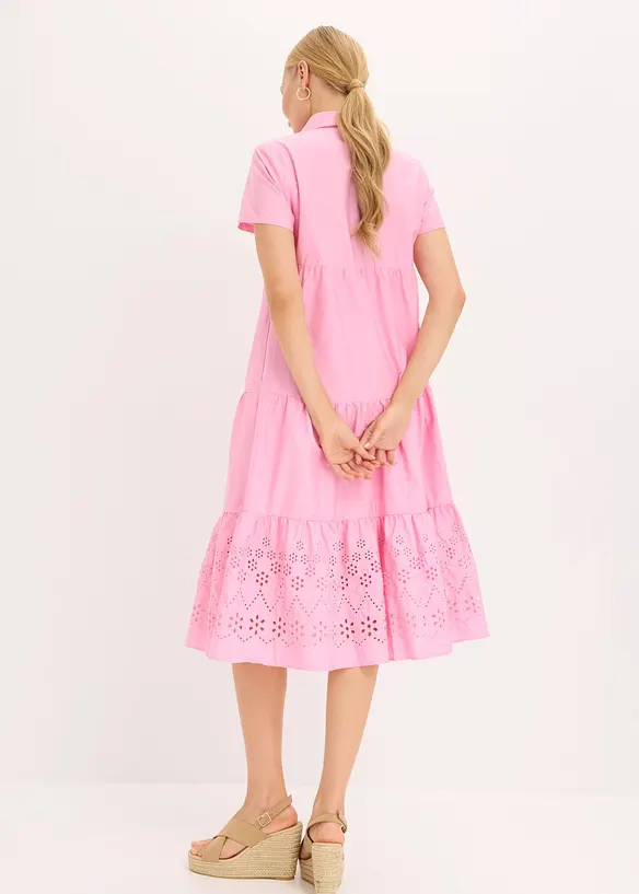 Tunikakjole i 100% bomull med hullbroderi, bonprix