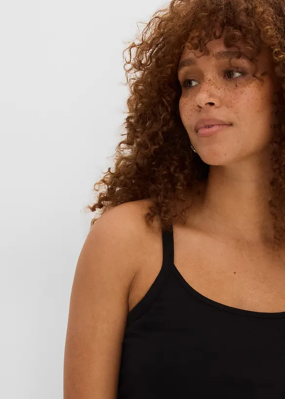 Lang singlet av &oslash;kologisk bomull, 2-pack, bonprix