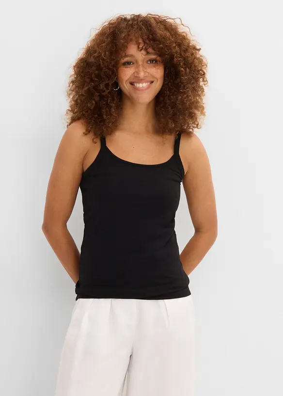 Lang singlet av &oslash;kologisk bomull, 2-pack, bonprix