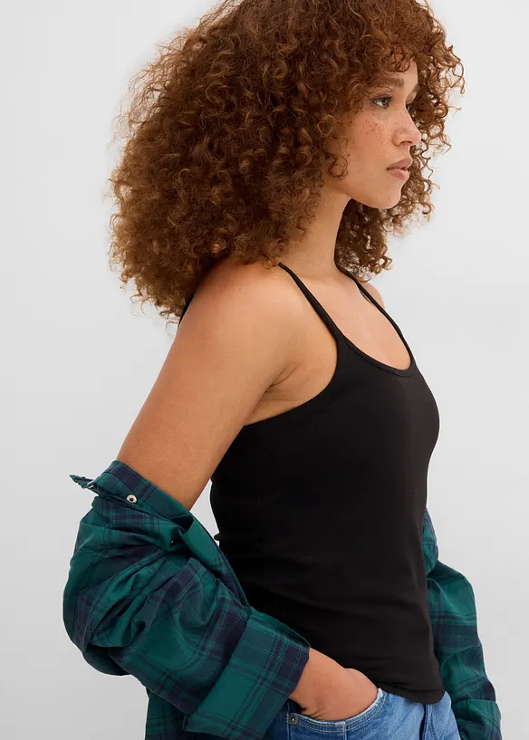 Lang singlet av &oslash;kologisk bomull, 2-pack, bonprix