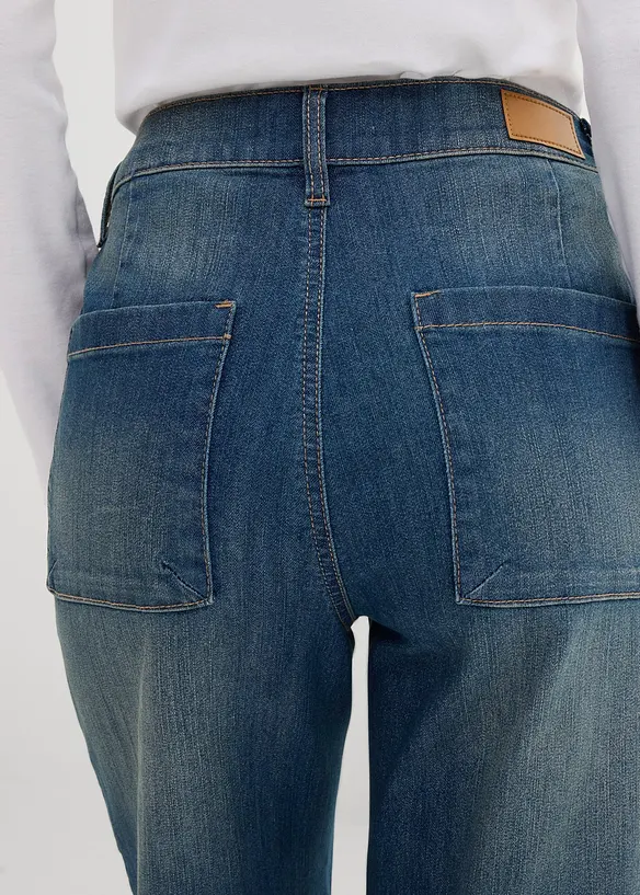 Wide Leg-jeans, High Waist, cropped, bonprix