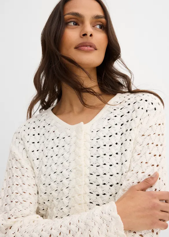 Strikket bolero med hullm&oslash;nster, bonprix