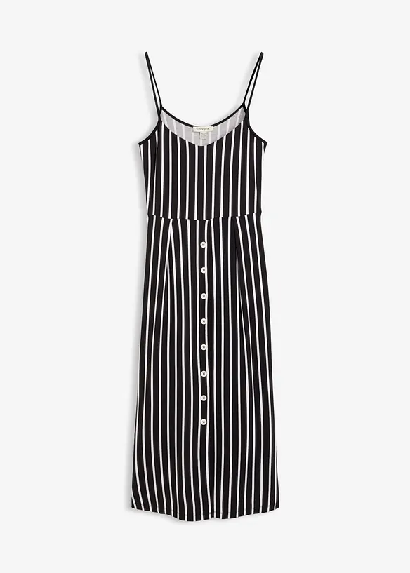 Sommerlig jerseykjole med knappestolpe og striper, bonprix