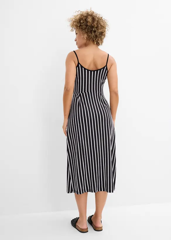 Sommerlig jerseykjole med knappestolpe og striper, bonprix