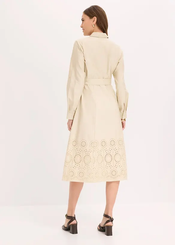 Skjortekjole med hullbroderi, bonprix
