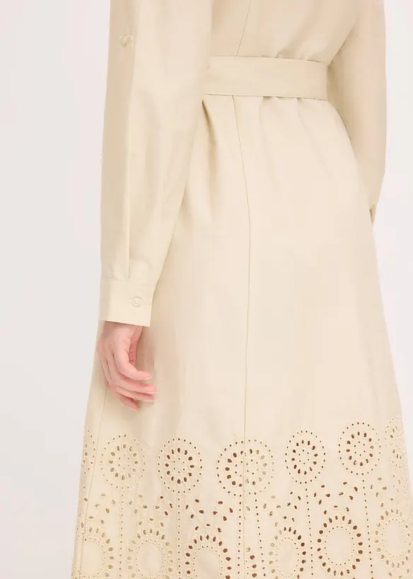 Skjortekjole med hullbroderi, bonprix