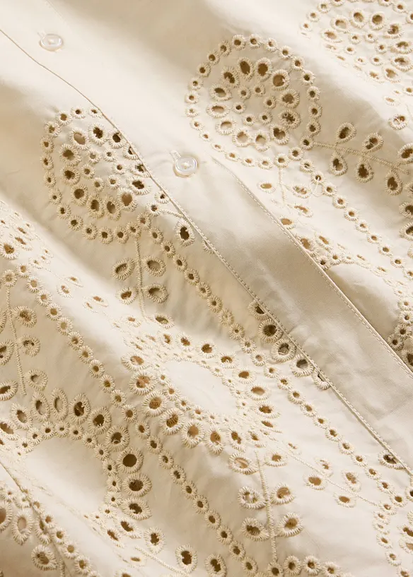 Skjortekjole med hullbroderi, bonprix