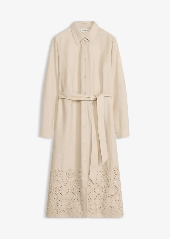 Skjortekjole med hullbroderi, bonprix