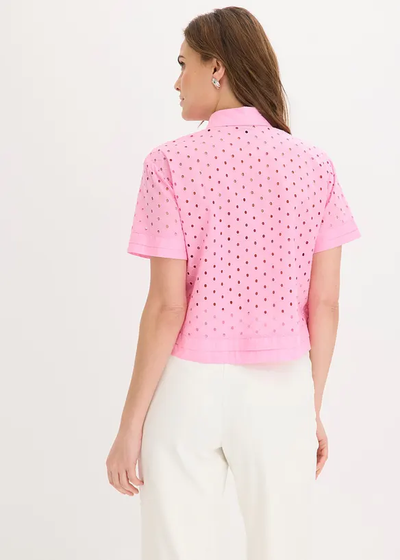 Bluse med hullbroderi, bonprix