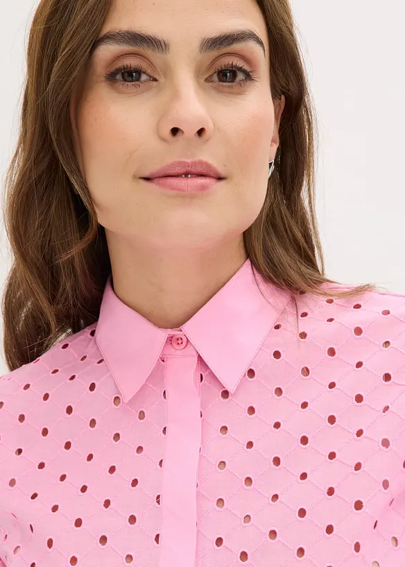 Bluse med hullbroderi, bonprix