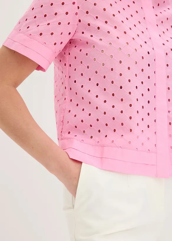 Bluse med hullbroderi, bonprix