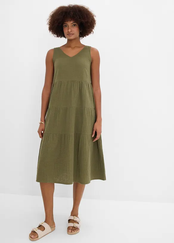 Musselin-kjole i 100% bomull, bonprix