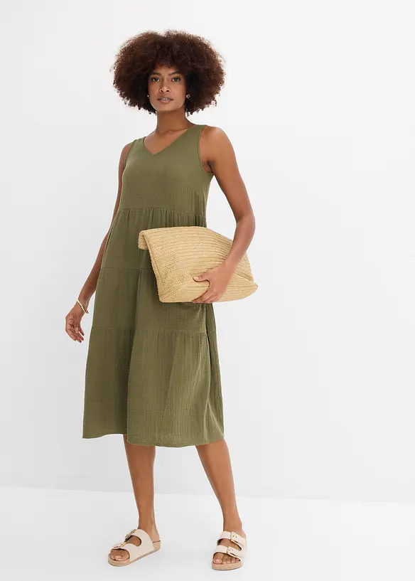 Musselin-kjole i 100% bomull, bonprix