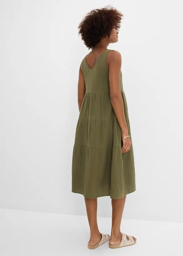 Musselin-kjole i 100% bomull, bonprix