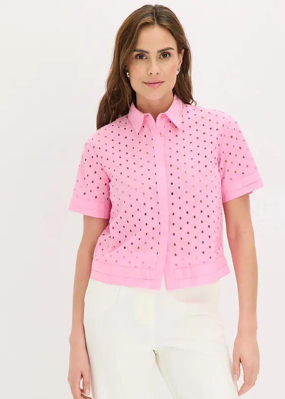 Bluse med hullbroderi, bonprix