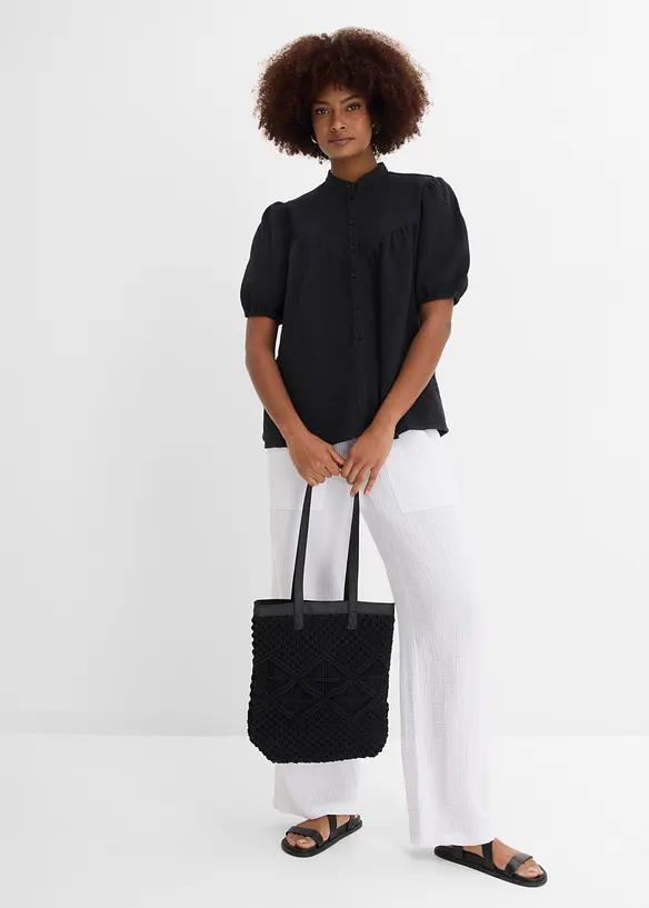 Kortermet musselinbluse, bonprix