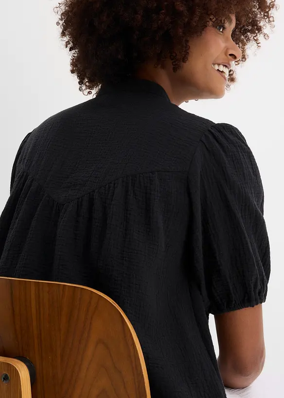 Kortermet musselinbluse, bonprix