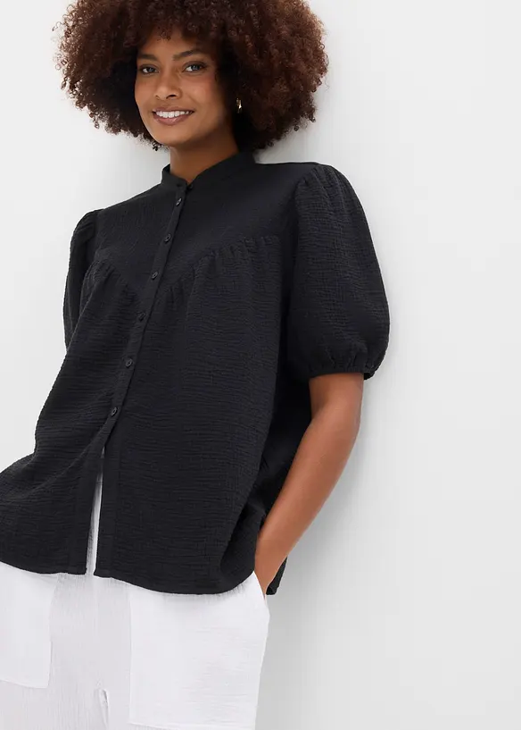 Kortermet musselinbluse, bonprix