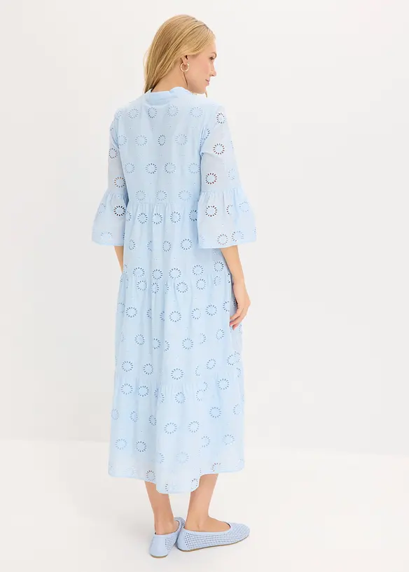 Maxikjole i 100% bomull med hullbroderier, bonprix