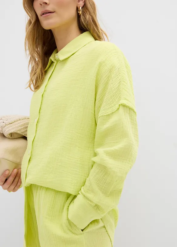Oversized skjorte i luftig musselin, bonprix