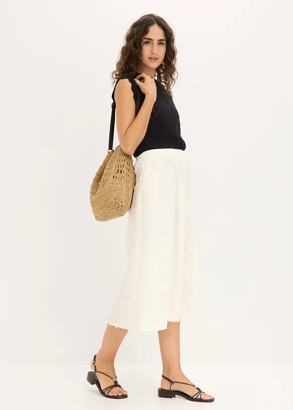 Midiskj&oslash;rt med blomsterbroderi, bonprix