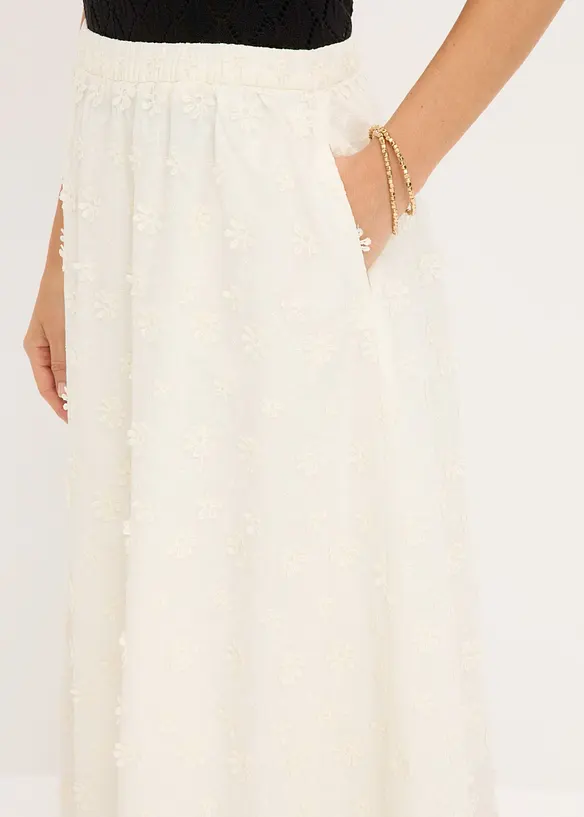 Midiskj&oslash;rt med blomsterbroderi, bonprix