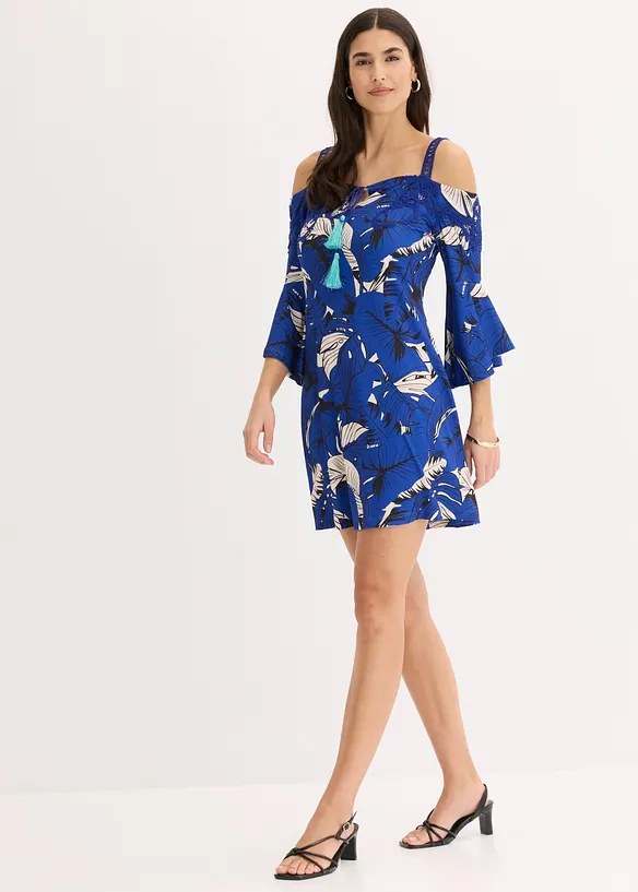 Off shoulder-kjole i utskr&aring;dd modell, bonprix