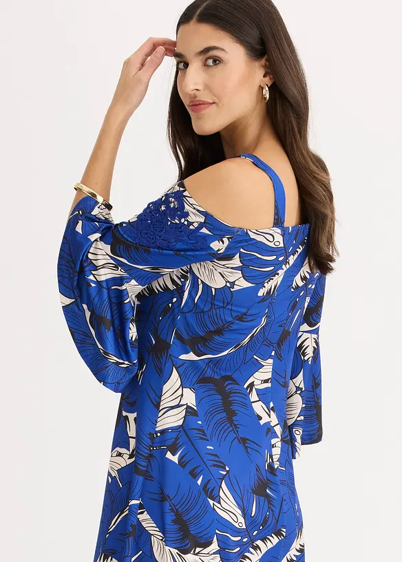 Off shoulder-kjole i utskr&aring;dd modell, bonprix