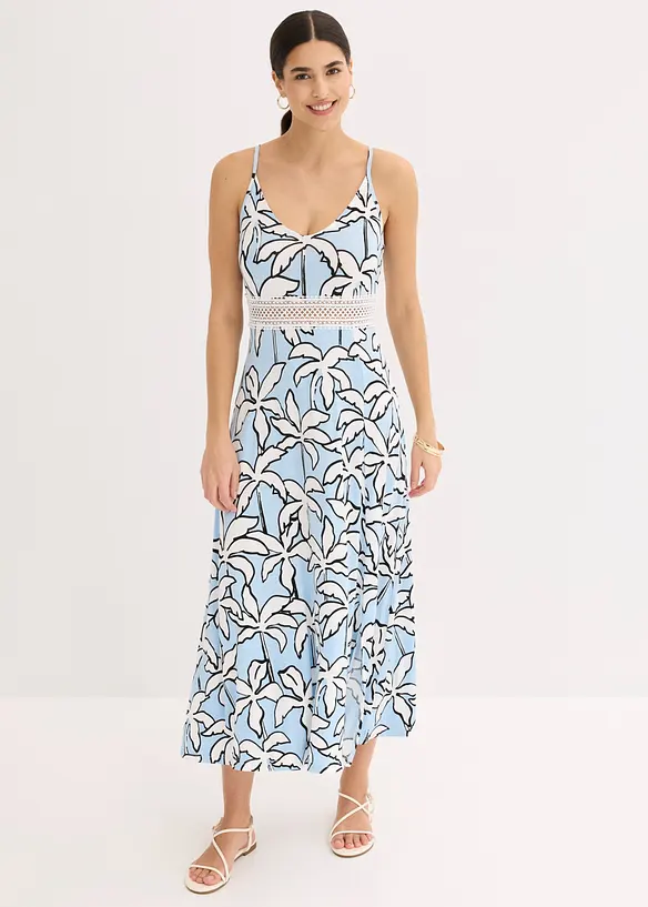 Maxikjole med blondeinnfelling, bonprix