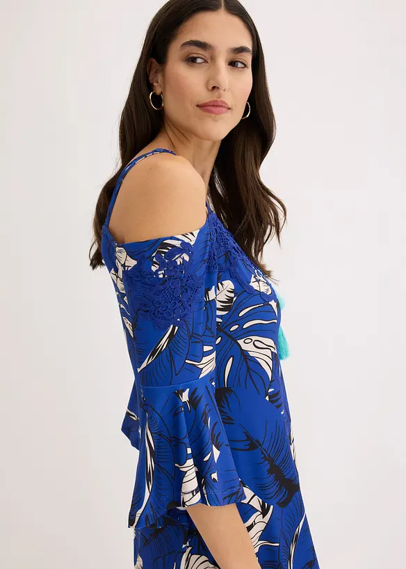 Off shoulder-kjole i utskr&aring;dd modell, bonprix