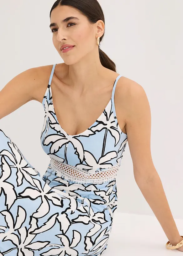 Maxikjole med blondeinnfelling, bonprix