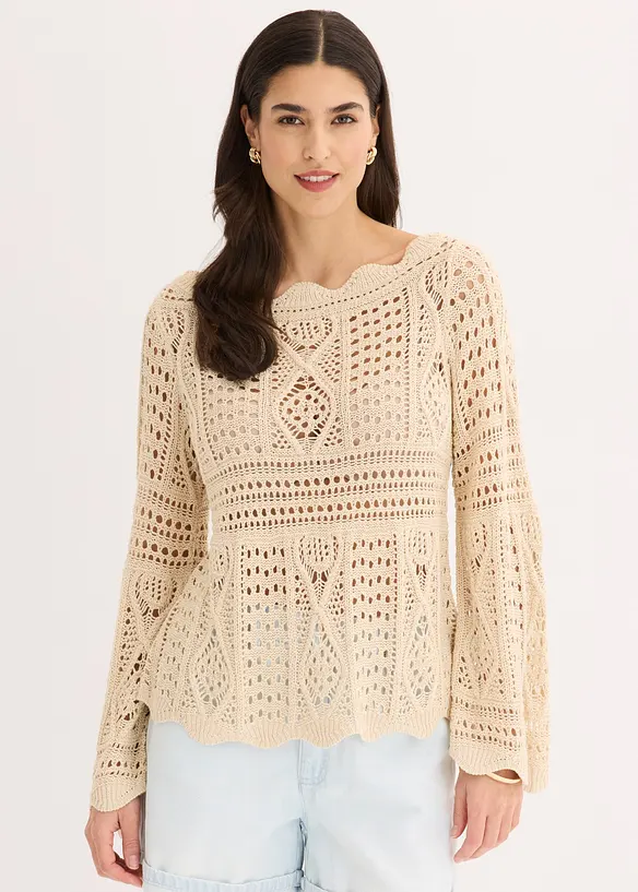 Blondetopp i strikket stil, bonprix