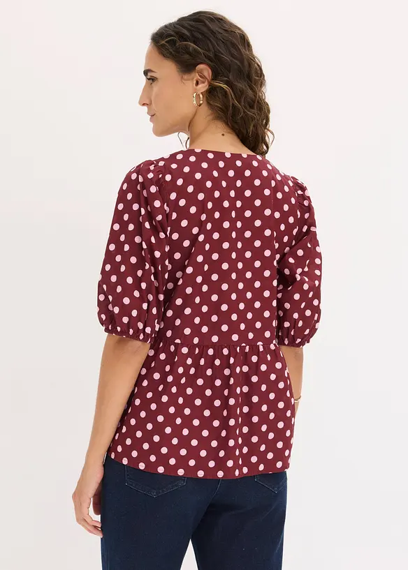 Bluse i 100% bomull med knyting, bonprix