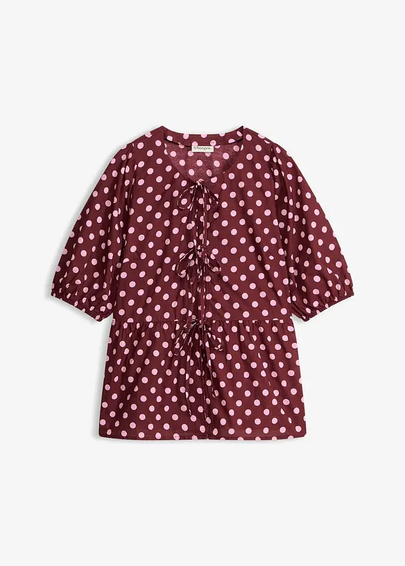 Bluse i 100% bomull med knyting, bonprix